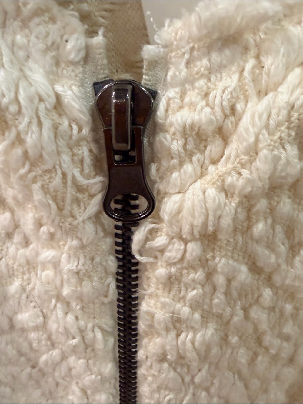 Free People Ivory Comb Textured Zip Jacket Sweater Size M NWT - Picture 6 of 16